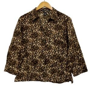 Scott Taylor Top Women's Large Black Leopard Animal Print Lightweight GirlBoss